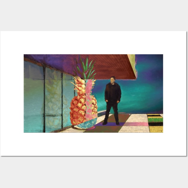 Elon, surprised by the appearance of a psychedelic pineapple Wall Art by pxdg